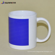 11oz Sublimation White Mug With Blue Patch Color Changing Sunmeta in yiwu